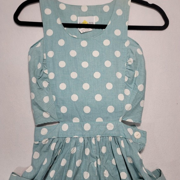 Vintage HANG TEN Polka Dot Dress Women Size 7 open side Sundress Pinup 80s/90s - Picture 13 of 16